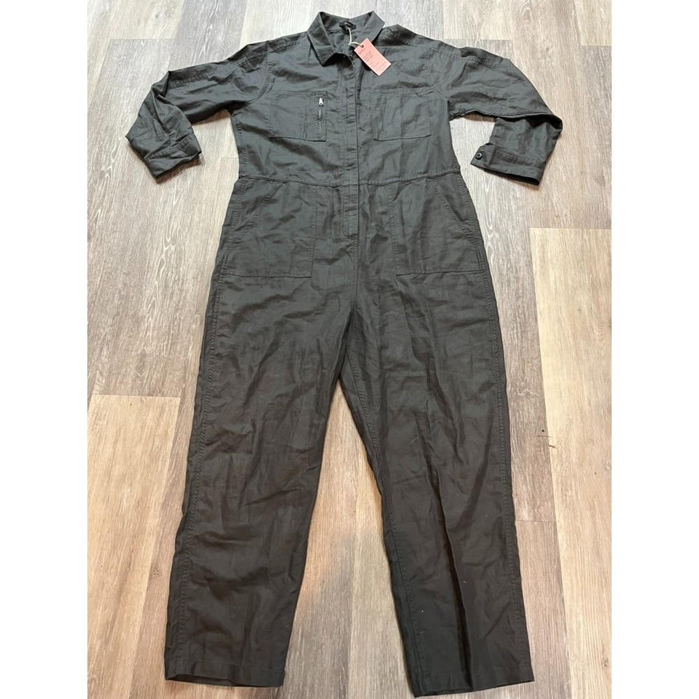 NWT Quince Jumpsuit Cotton Linen Twill Long Sleeve Coverall Women's XL